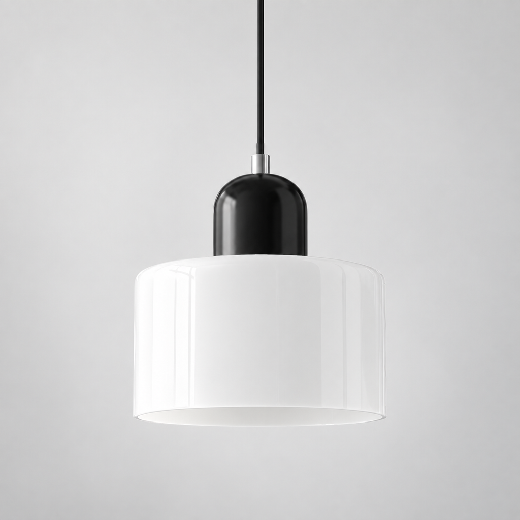 White glass pendant with Black upper body