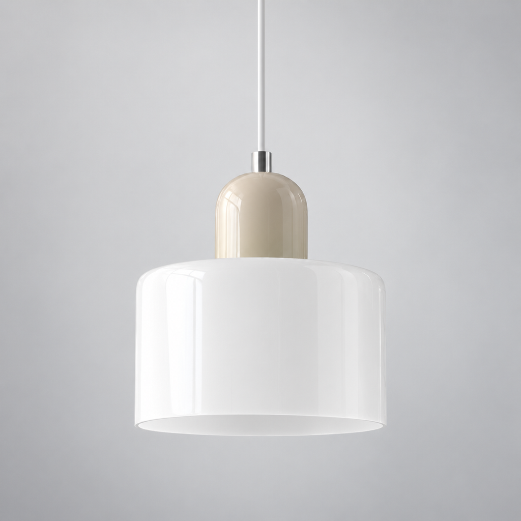 White glass pendant with Beige upper body
