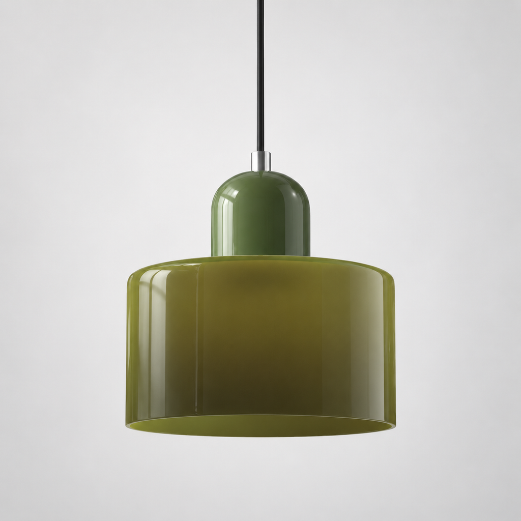 Frosted Green glass pendant with Green upper body