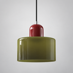 Frosted Green glass pendant with Red upper body