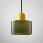 Frosted Green glass pendant with Yellow upper body