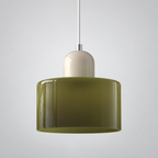 Frosted Green glass pendant with Beige upper body