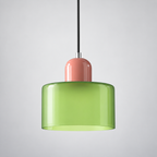 Light Green glass pendant with Pink upper body