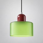 Light Green glass pendant with Red upper body