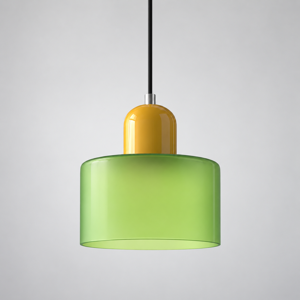 Light Green glass pendant with Yellow upper body