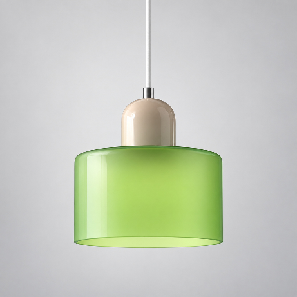 Light Green glass pendant with Beige upper body