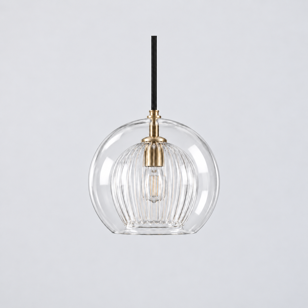 Clear double glass globe pendant photograph 03