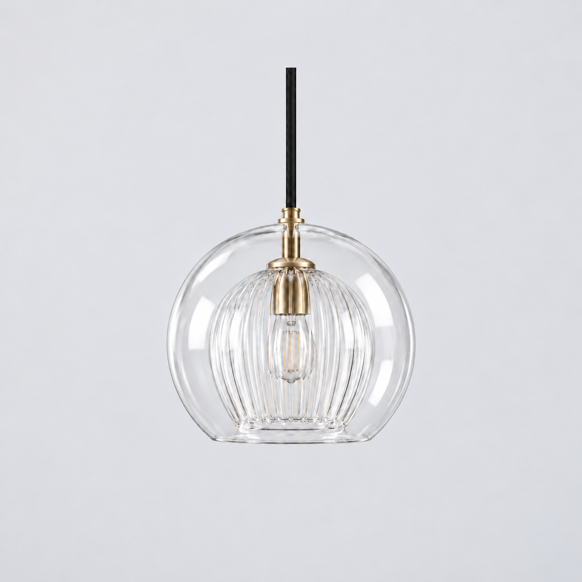 Clear double glass globe pendant photograph 03