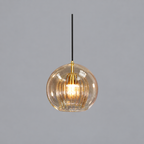 Amber double glass globe pendant photograph 04