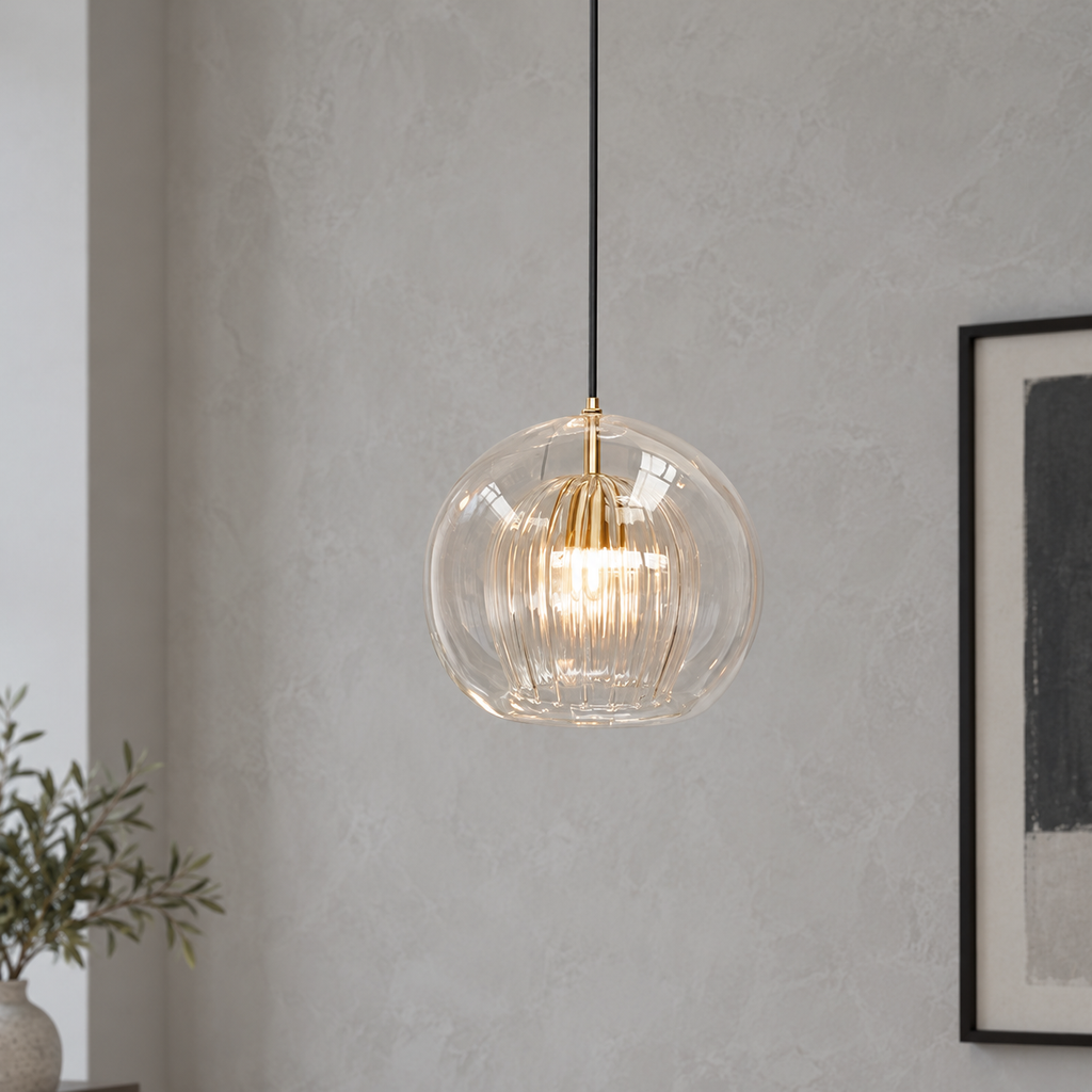 Clear double glass globe pendant photograph 06