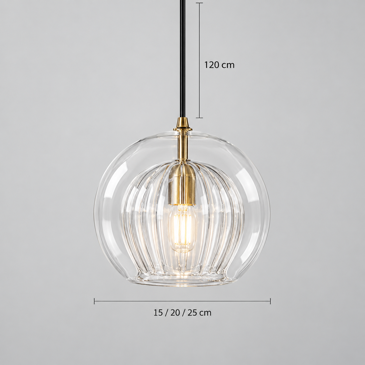 Double glass globe pendant diameter and cord dimensions