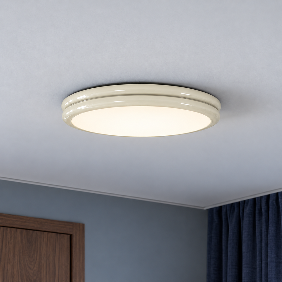 Flush Ceiling Light with Rounded Double Rim