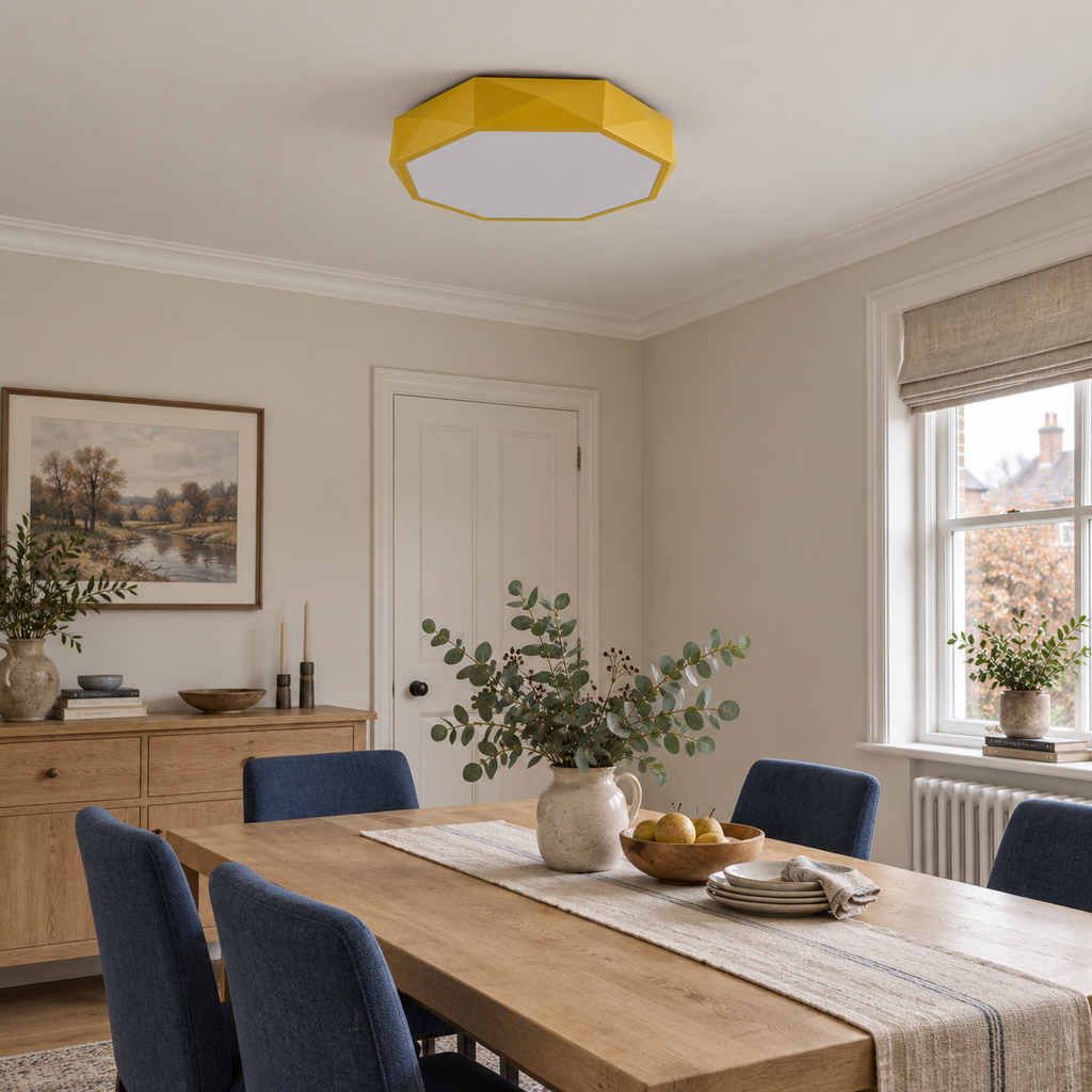 Yellow faceted octagonal ceiling light, photo 09