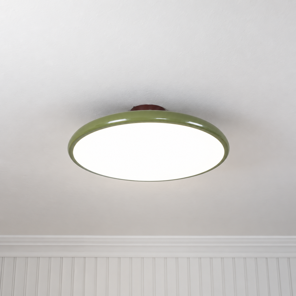 Green ceiling light with tilting disc shade — photo 08