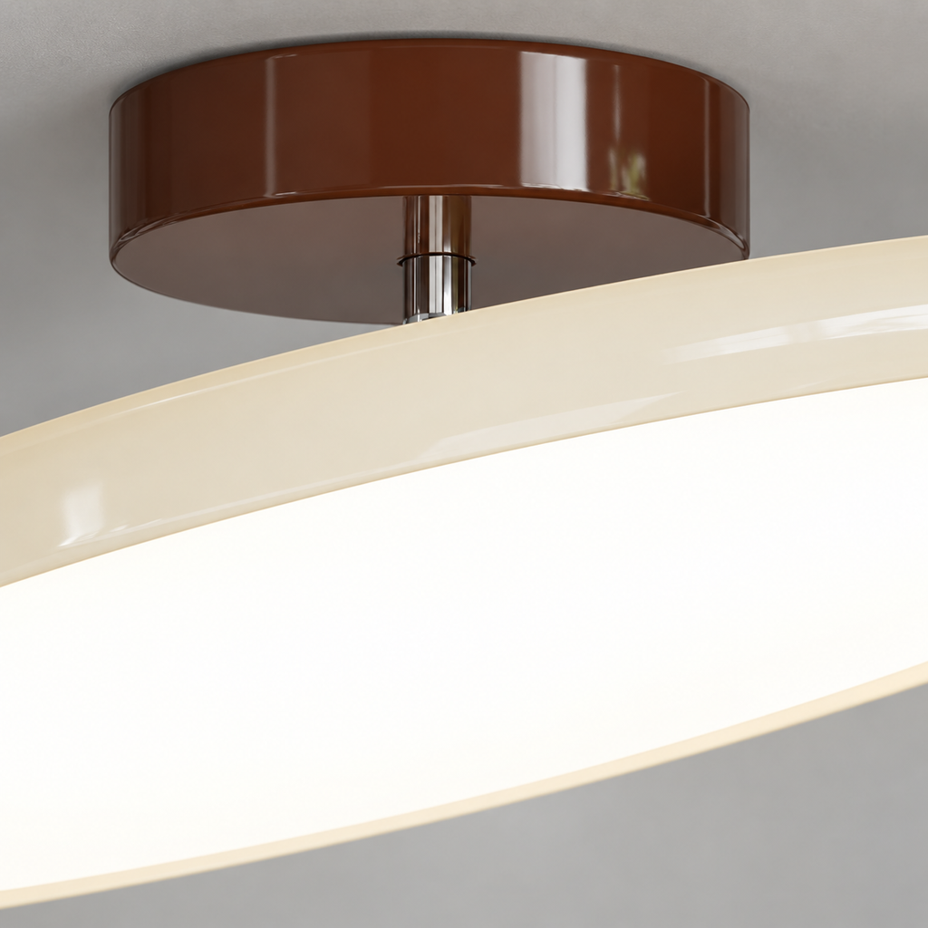 Beige ceiling light with tilting disc shade — photo 12