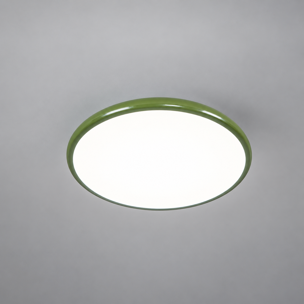 Green ceiling light with tilting disc shade — photo 14