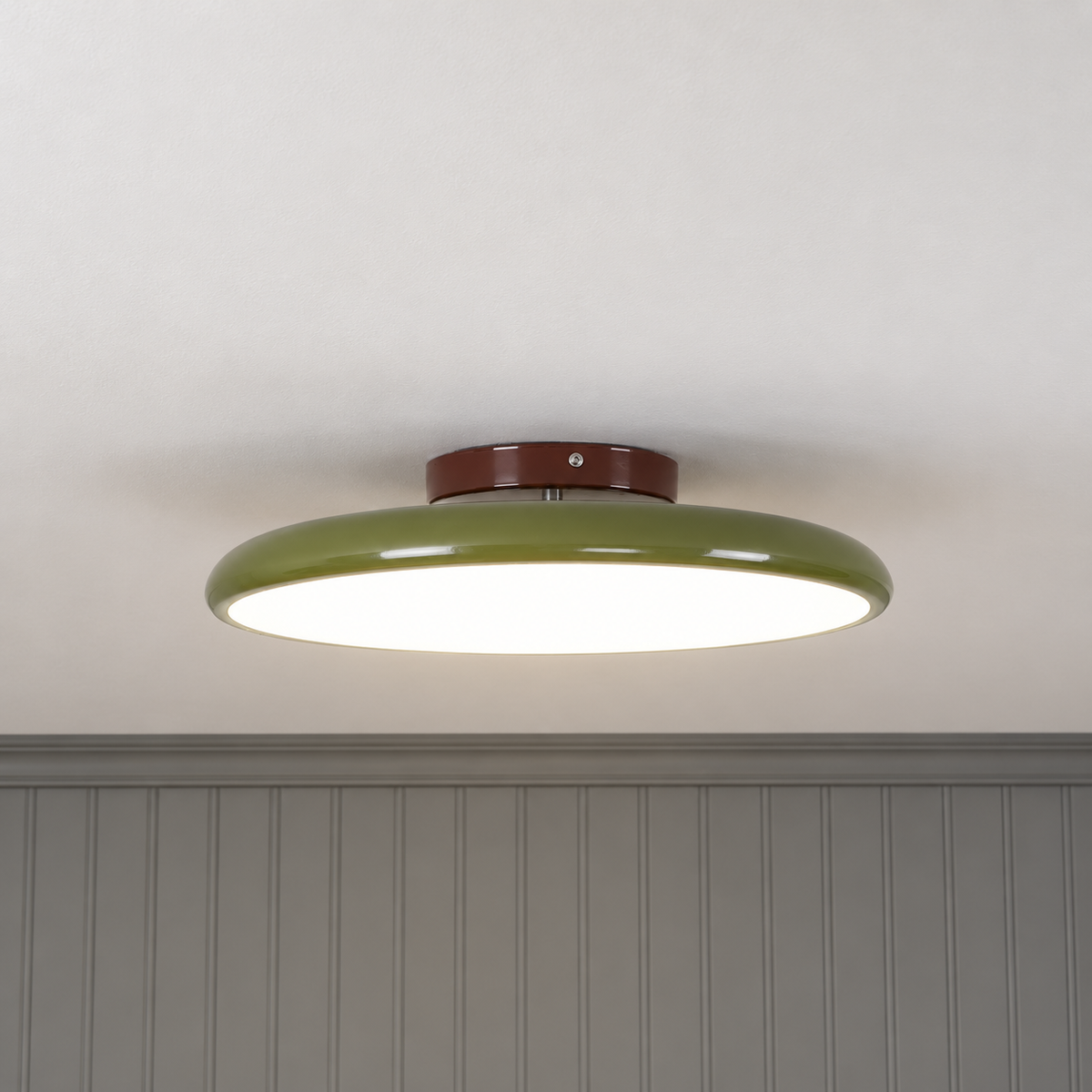 Green ceiling light with tilting disc shade — photo 15