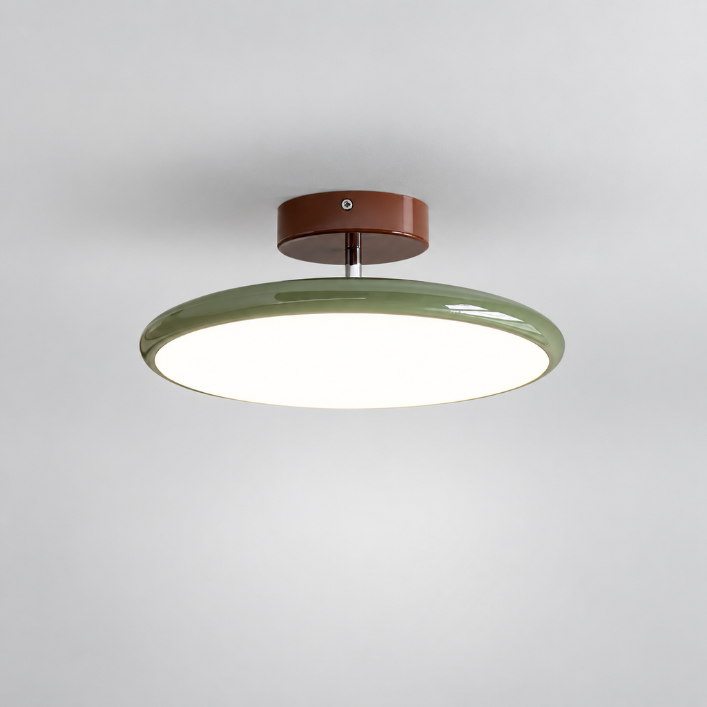 Green ceiling light with tilting disc shade — photo 16