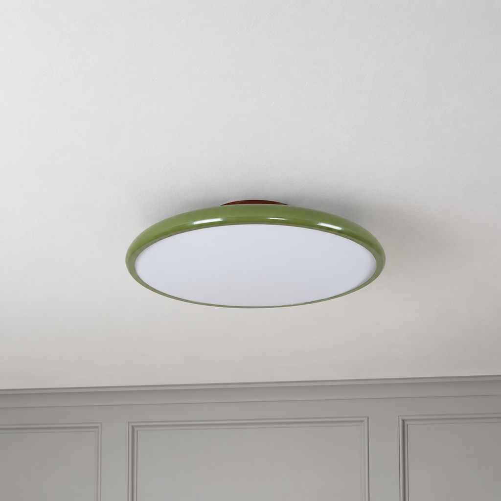 Green ceiling light with tilting disc shade — photo 19