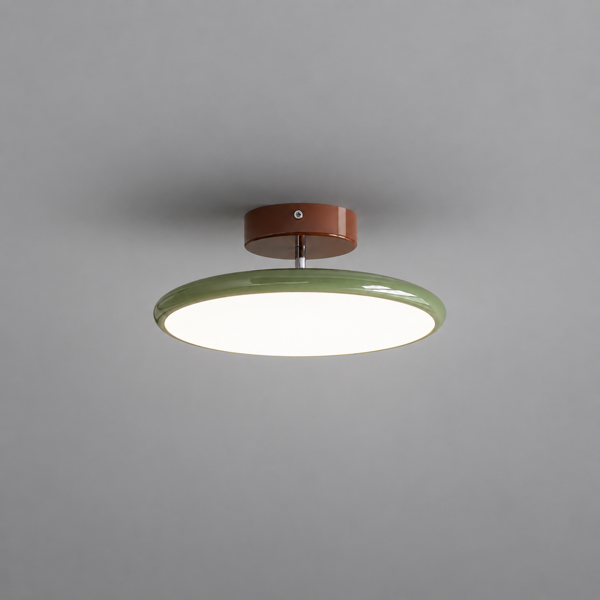 Green ceiling light with tilting disc shade — photo 20