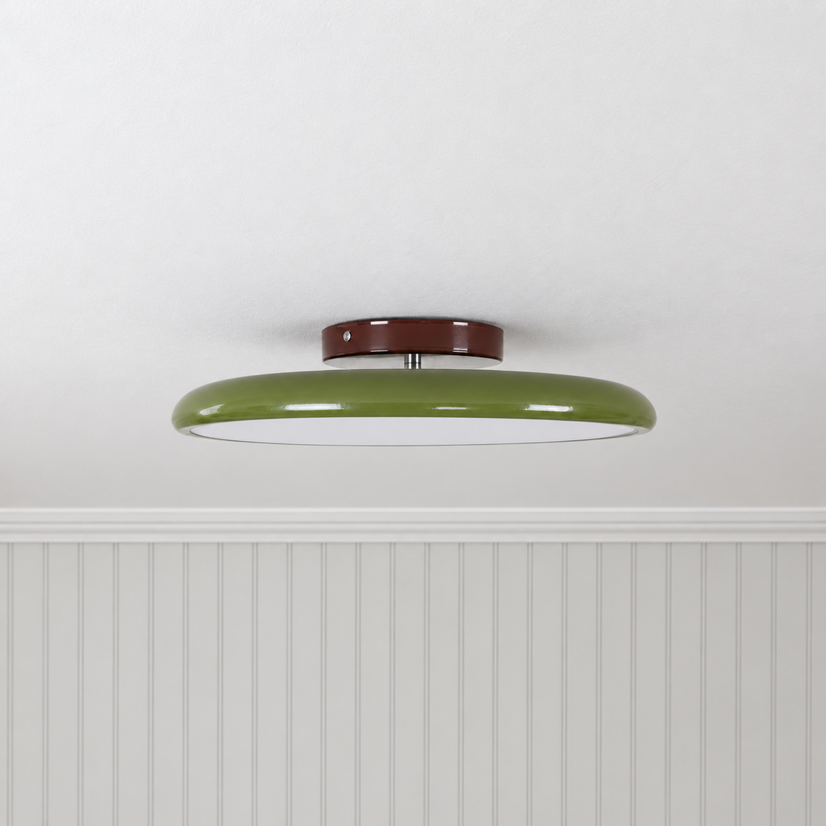 Green ceiling light with tilting disc shade — photo 22