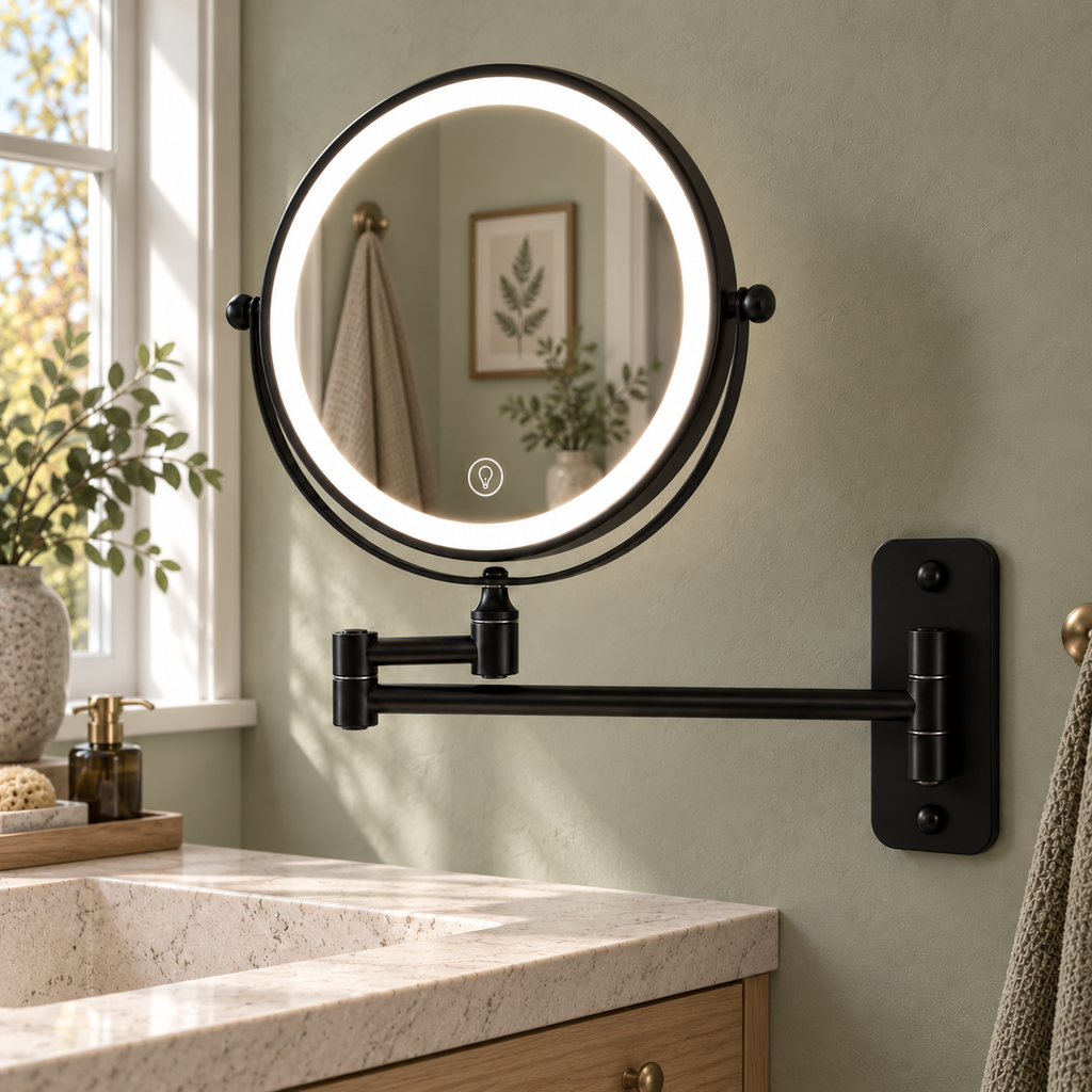 Black LED wall mirror photograph 01