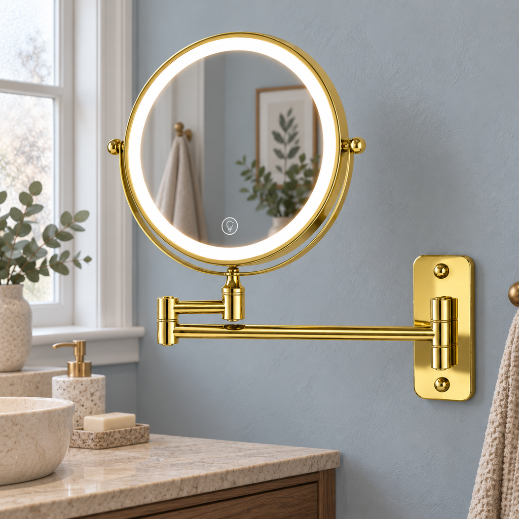 Gold LED wall mirror photograph 02