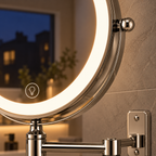 Silver LED wall mirror photograph 04