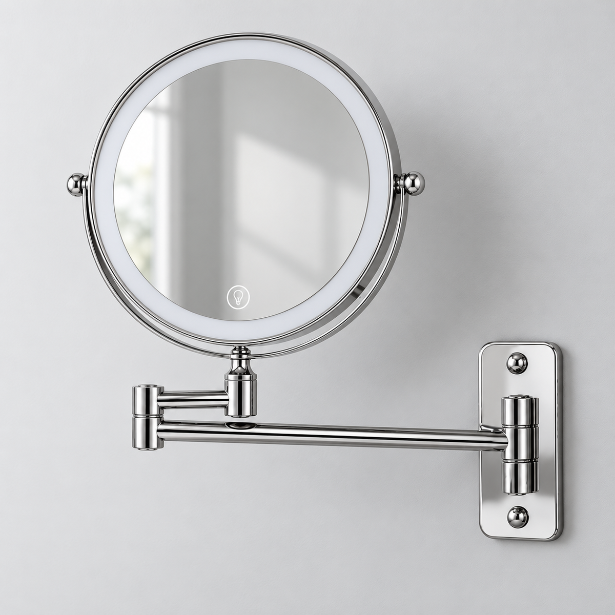 Silver LED wall mirror photograph 07