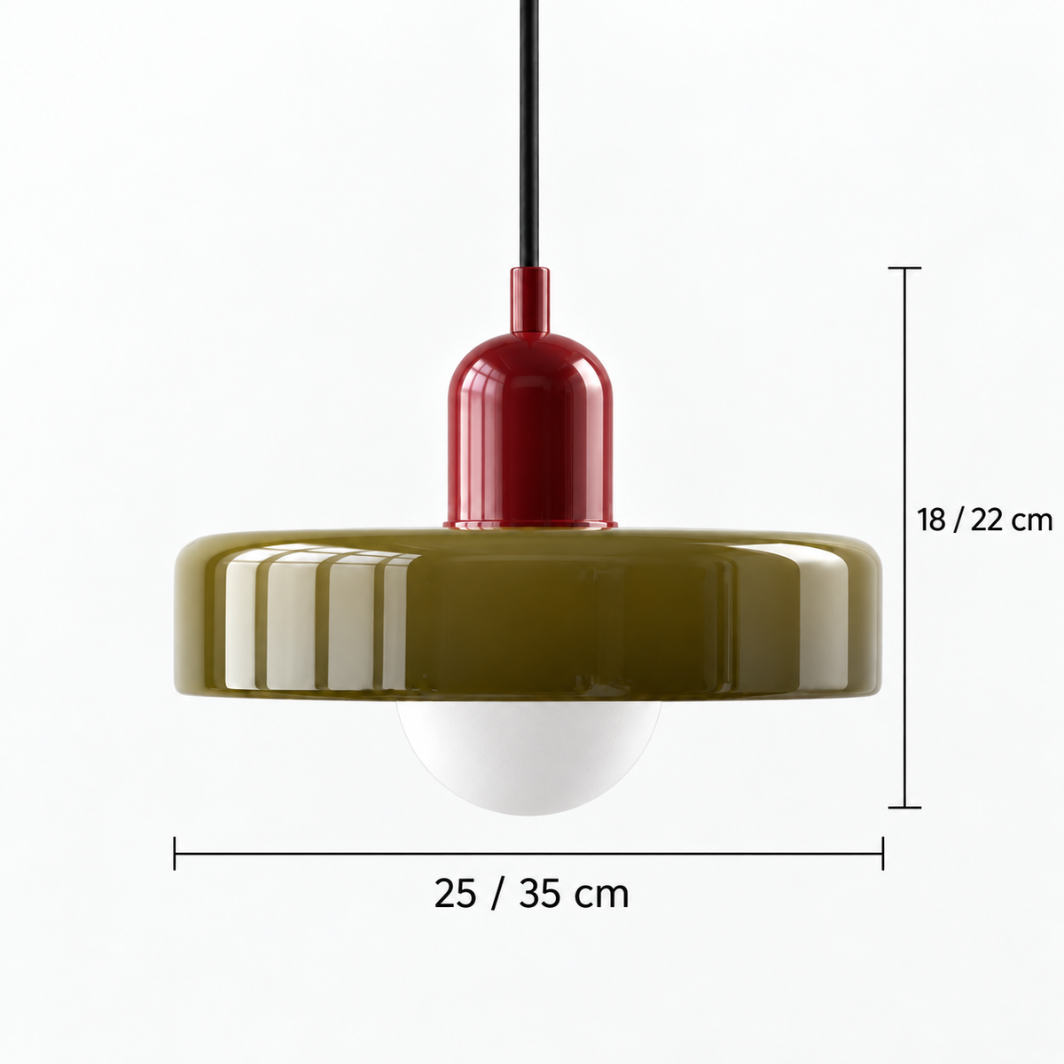 Pendant body dimensions: diameter 25 or 35 cm, height 18 or 22 cm