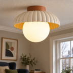 Beige semi-flush scalloped ceiling light, photo 02