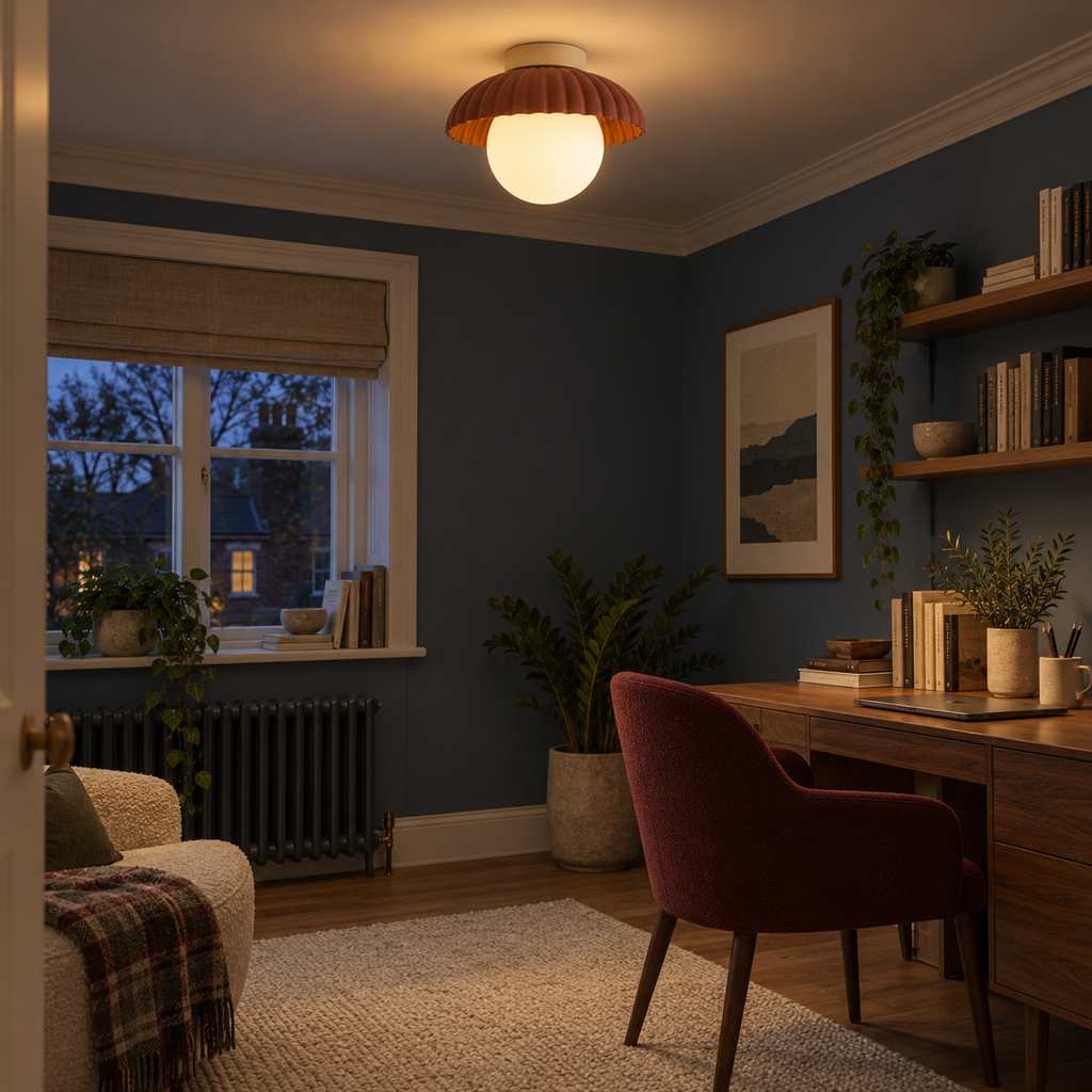 Brown semi-flush scalloped ceiling light, photo 05