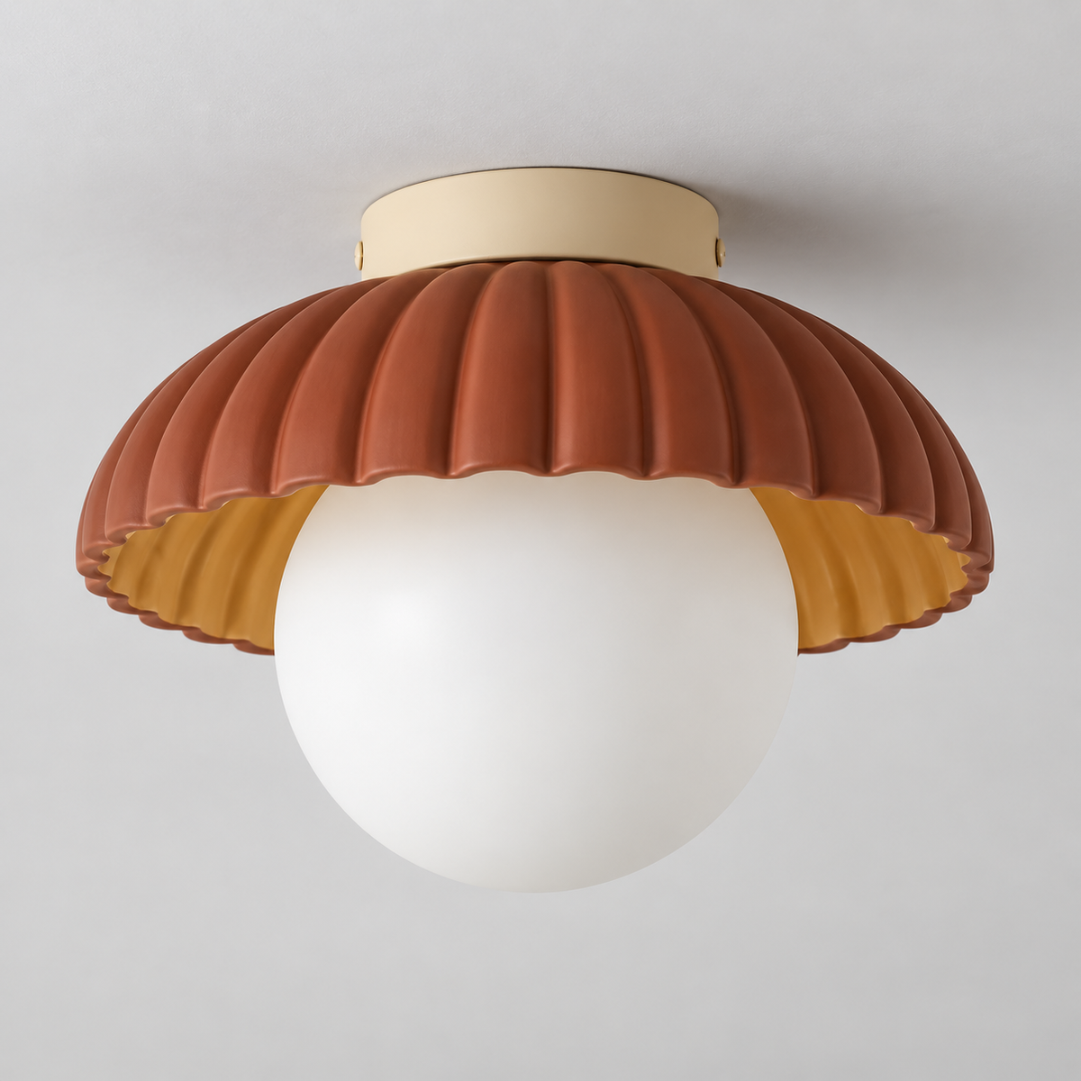 Brown semi-flush scalloped ceiling light, photo 09
