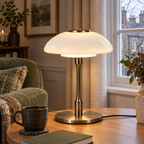 Table lamp with domed glass shade — original interior photograph 01