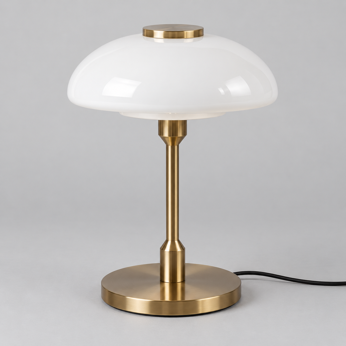 Table lamp with domed glass shade — studio product photograph