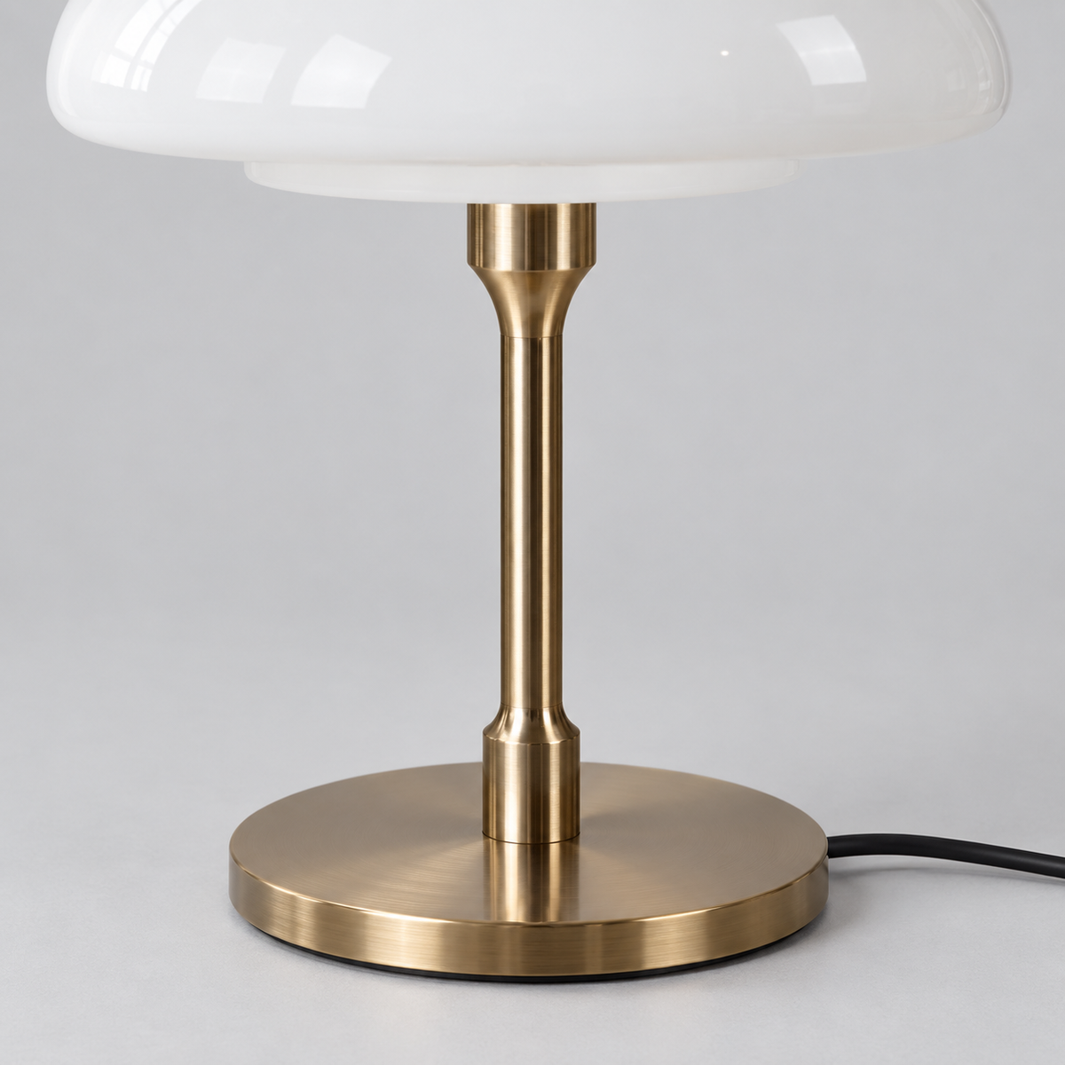 Table lamp with domed glass shade — stem and base detail