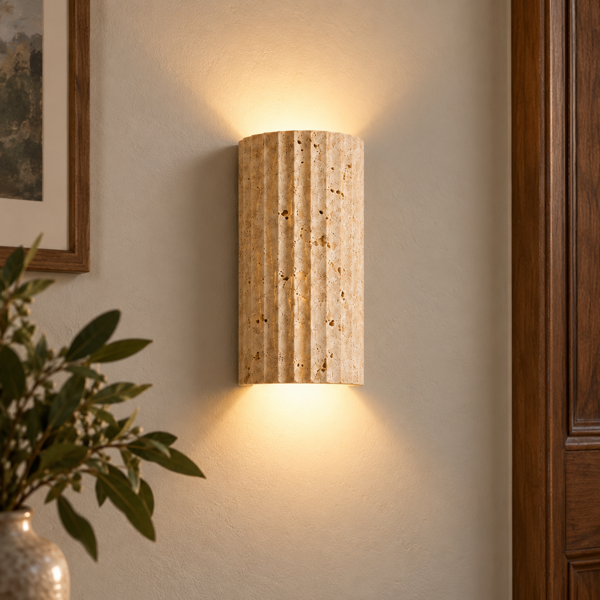Travertine wall light, photo 01