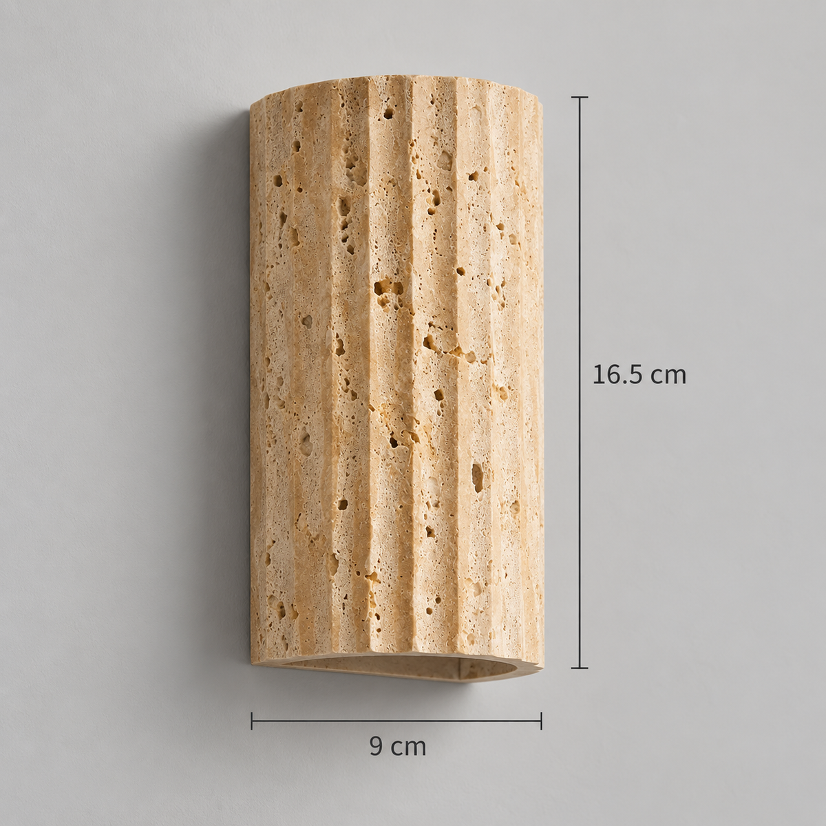Travertine wall light, approximate width 9 cm and height 16.5 cm