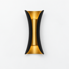 Black and gold wall light with curved metal body
