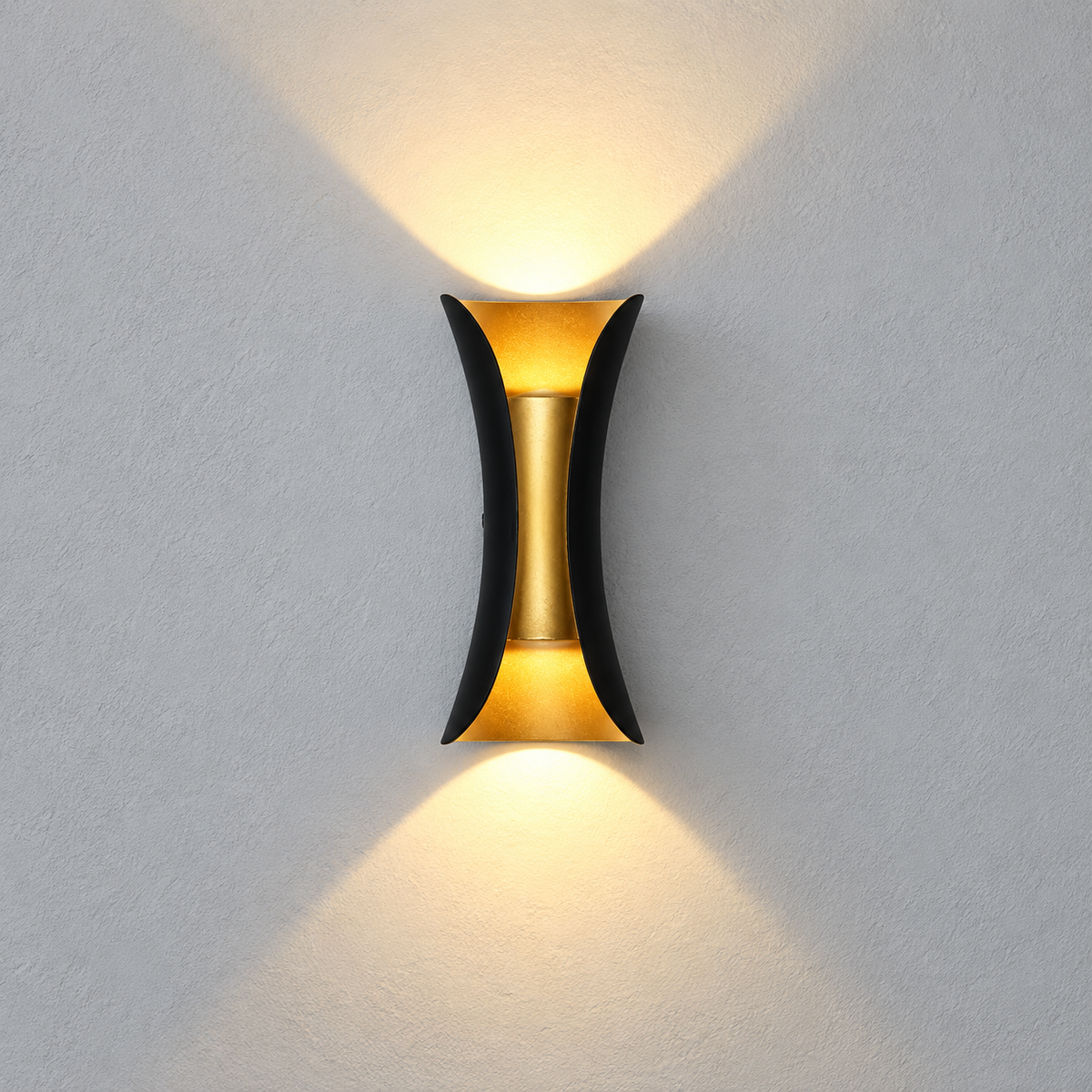 Black and Gold wall light with curved metal body