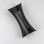 Black wall light with curved metal body