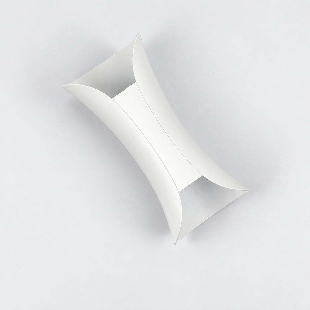 White wall light with curved metal body