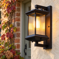 Wall light with ribbed glass lantern, original photograph 01