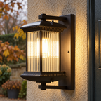 Wall light with ribbed glass lantern, original photograph 04