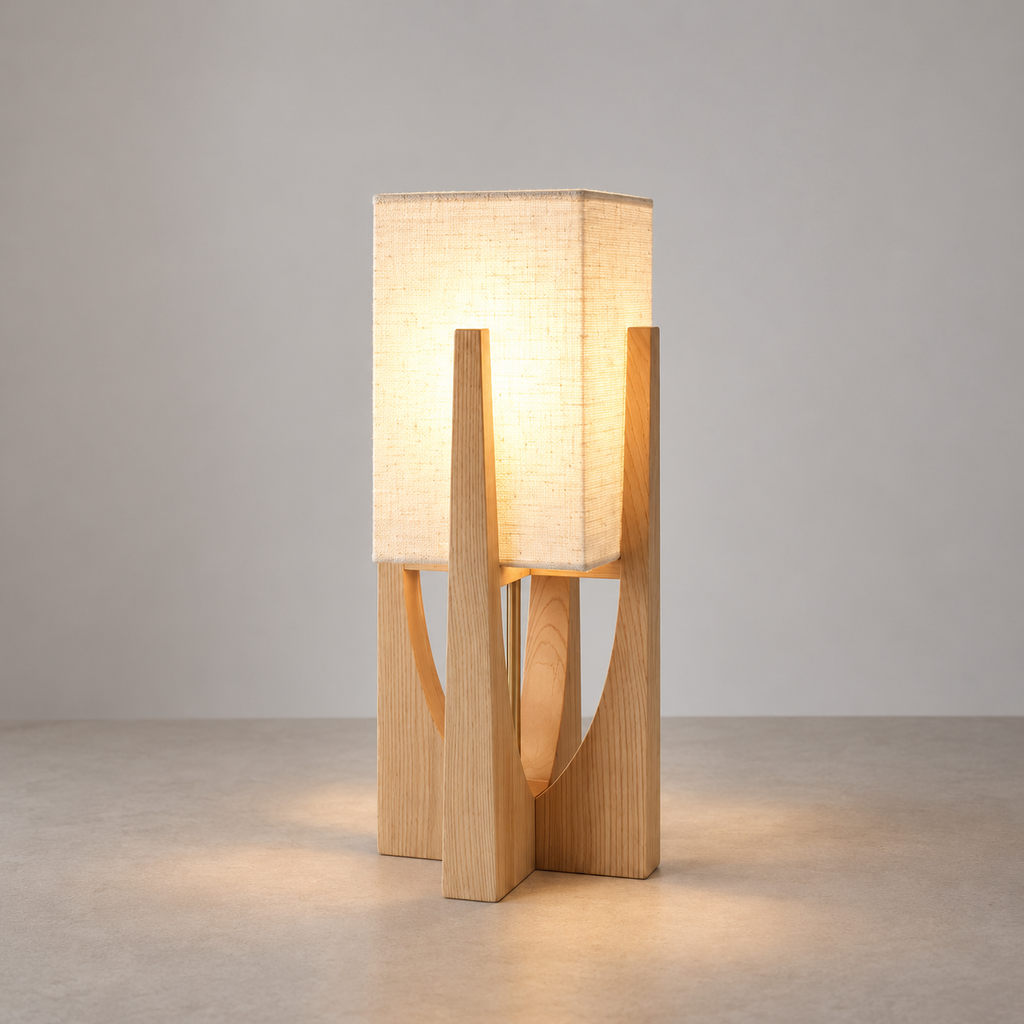 Original wooden frame and fabric shade lamp photograph gallery-08
