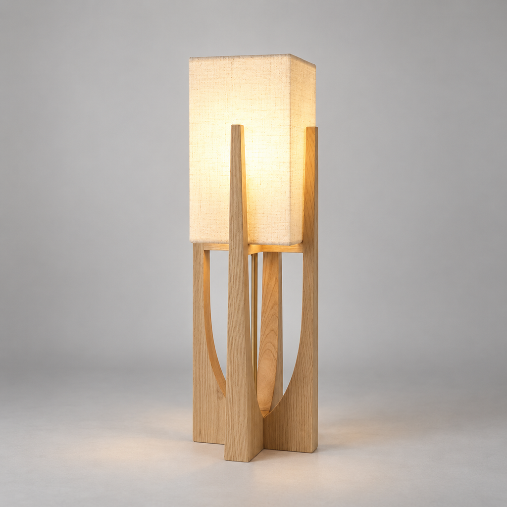 Original wooden frame and fabric shade lamp photograph gallery-10