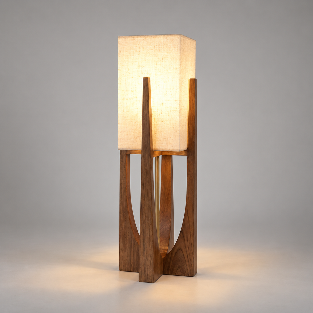 Original wooden frame and fabric shade lamp photograph gallery-11